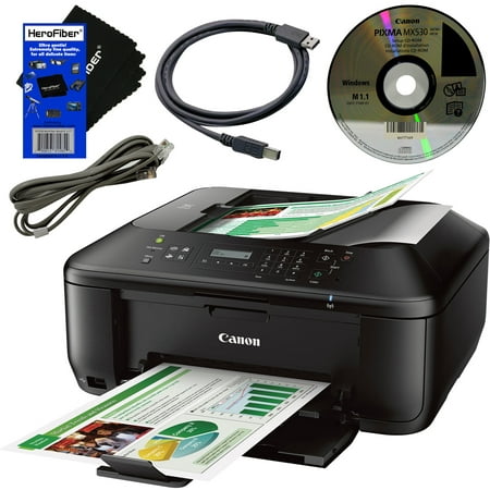 Canon PIXMA Pinter MX532 Wireless All-in-One Inkjet Printer, Copier, Scanner, Fax, Google Cloud Print & AirPrint + USB Printer Cable + HeroFiber Ultra Gentle Cleaning (Best Wireless Airprint Printer)