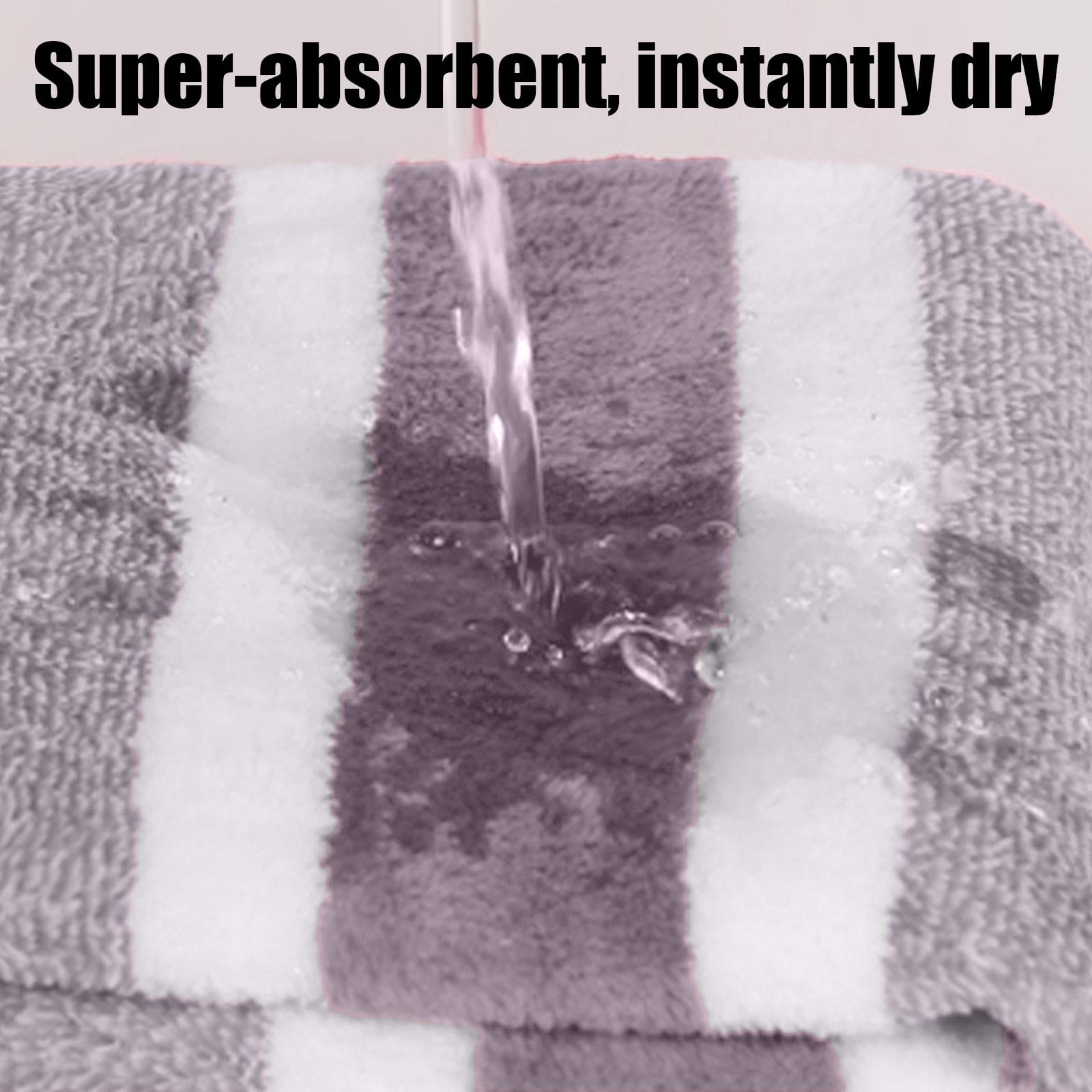 8-Piece Velvet Wide Stripe Bath Towel Set, Super Soft & Absorbent Towels, Washcloths & Bath Sheets for Spa, Home & Guest Use, Gray