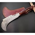 thumbnail image 5 of Hand Forged Damascus Steel Billhook Machete Knife – Heavy Duty Sickle Garden Tool for Cutting Trees, Yard Work, Weeding, and Camping – Survival Machete with Leather Sheath and Belt, 5 of 6