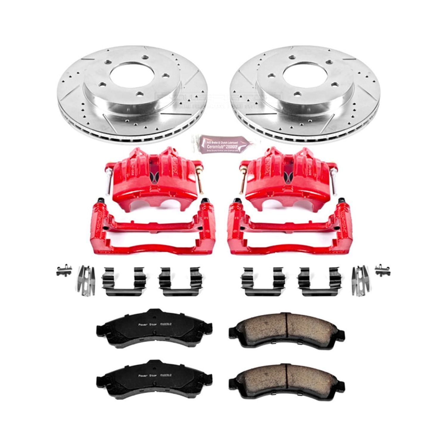 PowerStop Front Z23 Evolution Sport Brake Pad and Rotor Kit with Red Powder Coated Calipers Fits: BUICK CHEVROLET GMC ISUZU OLDSMOBILE Select Models KC2057