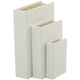thumbnail image 1 of Deco 79 Caja decorativa de tela de lino, cajas de almacenamiento sintéticas con forma de libro, juego de 3 cajas decorativas para recuerdos, 12", 9" y 6" de alto, color blanco, 1 of 9