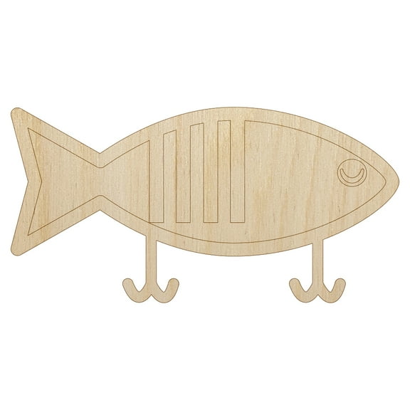 Fishing Lure Wood Shape Unfinished Piece Cutout Craft DIY Projects - 4.70 Inch Size - 1/8 Inch Thick