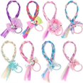 thumbnail image 3 of 8 Pieces Colored Braids Hair Extensions with Rubber Bands Ponytails Hair Bows Rainbow Color Synthetic Hairpieces Glitter Braided Hair Extensions for W, 3 of 4