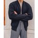 thumbnail image 3 of Suéter ajustado con doble cremallera y color sólido para otoño, cárdigan de cuello de béisbol de estilo simple para hombre, moda, 3 of 5