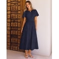 thumbnail image 5 of Merokeety Womens Summer Dresses Boho Floral Eyelet Lace Tiered Flowy Maxi Dress Navy m, 5 of 5