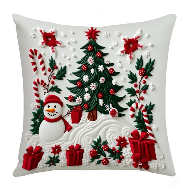 Juego de fundas de almohada navideñas | Decoración festiva para sofá y dormitorio | Diseño de copos de nieve, renos y Papá Noel | Funda de almohada estándar de 40 x 40 cm