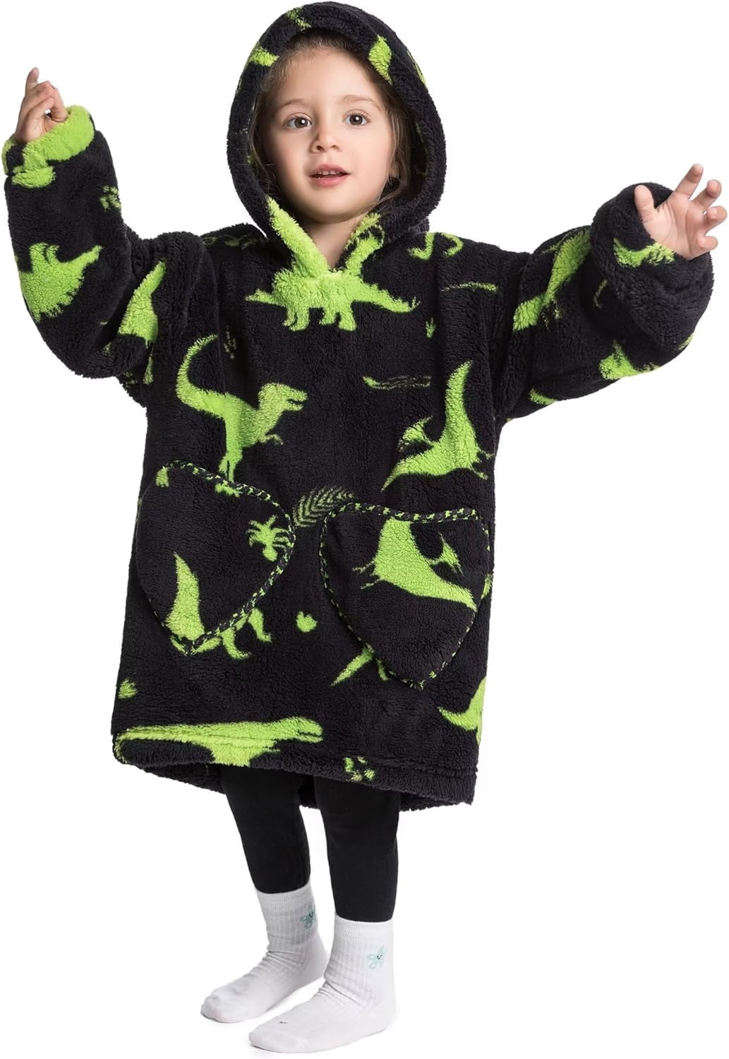 Wehilion 2-6YR Oversized Sweatshirt Hooded Blanket Sherpa Hoodie for Girls Boy Wearable Blanket Hoodie for Kids Toddlers