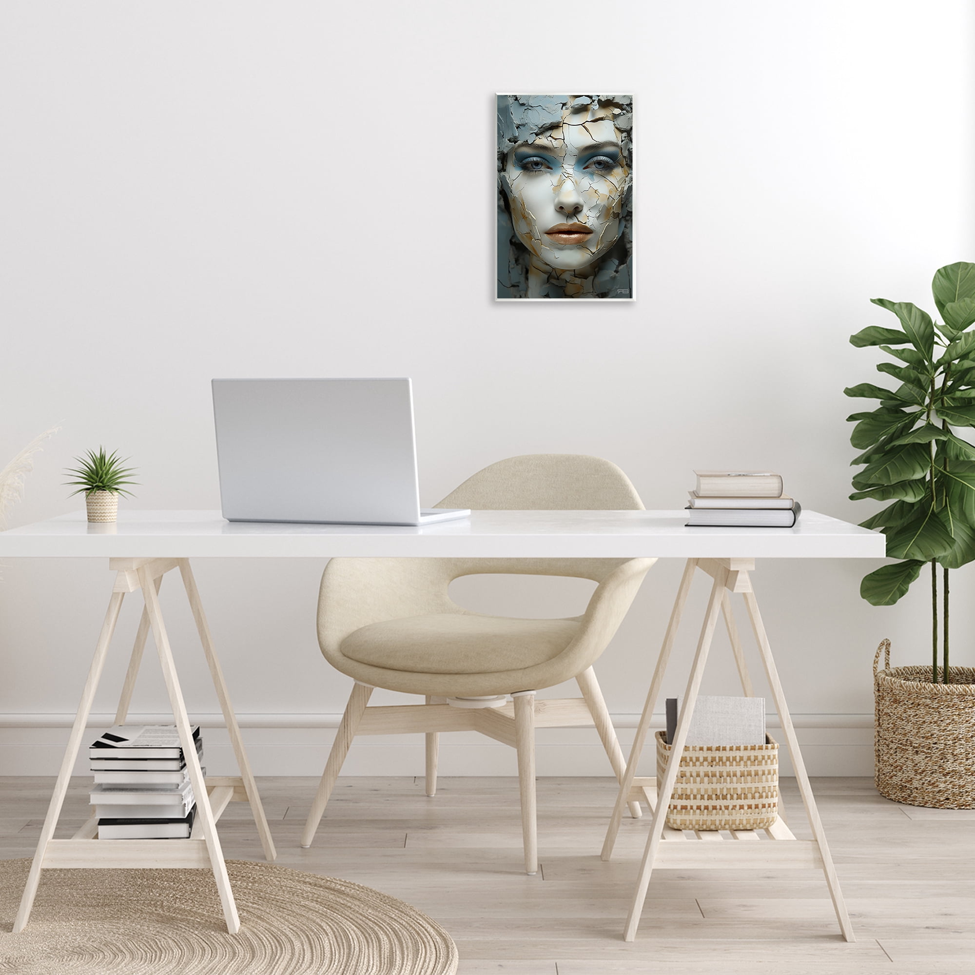 Stupell Industries Cracked Face Abstraction Novelty Painting Unframed Art Print Wall Art, 10 x 15