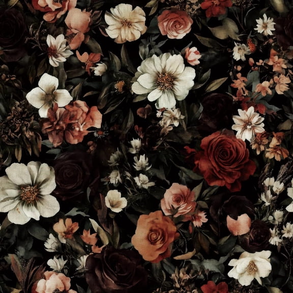 Vintage Dark Green Burgundy Rose Floral Peel And Stick Self Adhesive Wallpaper Contact Paper 17.5 In x 78.8 In