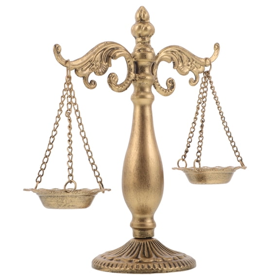 LOLIPPYY Vintage Golden Iron Justice Scale Desk Sculpture for Office and Home Decoration