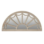 Royal Hampton Window Pane Design Half Crescent Moon Shaped Wooden Wall Mirror, Brown