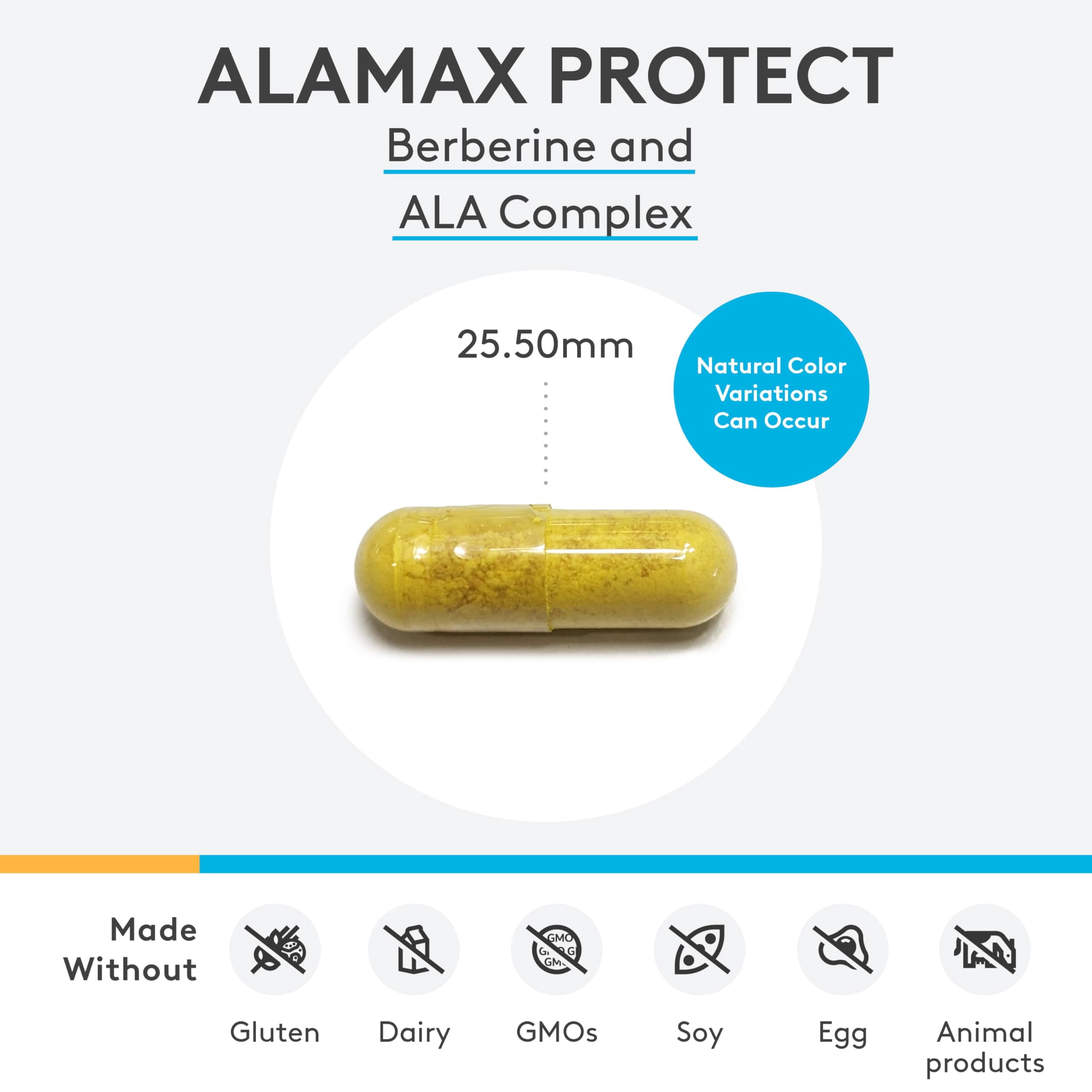 XYMOGEN ALAmax Protect - Berberine HCl & ALA Complex - Cellular Metabolic & Daily Wellness Support - Plant-Based & Non-GMO - 120 Capsules