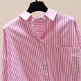 thumbnail image 7 of Oversized Tshirts Shirts for Women Flower Pattern Printed Lapel Neck Casual Cotton And Linen Long Sleeve Shirt Short Sleeve Women's Tops, Tees & Blouses, 7 of 7