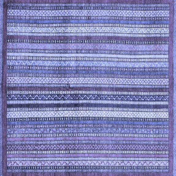 Ahgly Company Machine Washable Indoor Square Abstract Blue Modern Area Rugs, 6' Square
