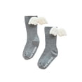 thumbnail image 1 of Niñas Bebés Hasta La Rodilla Calcetines Con Lazo Niño Otoño Invierno Ala De Ángel Algodón Peinado Estilo Español Liso Acanalado Medias Antideslizantes Gris / Xs Vogacara AP007375-18, 1 of 6