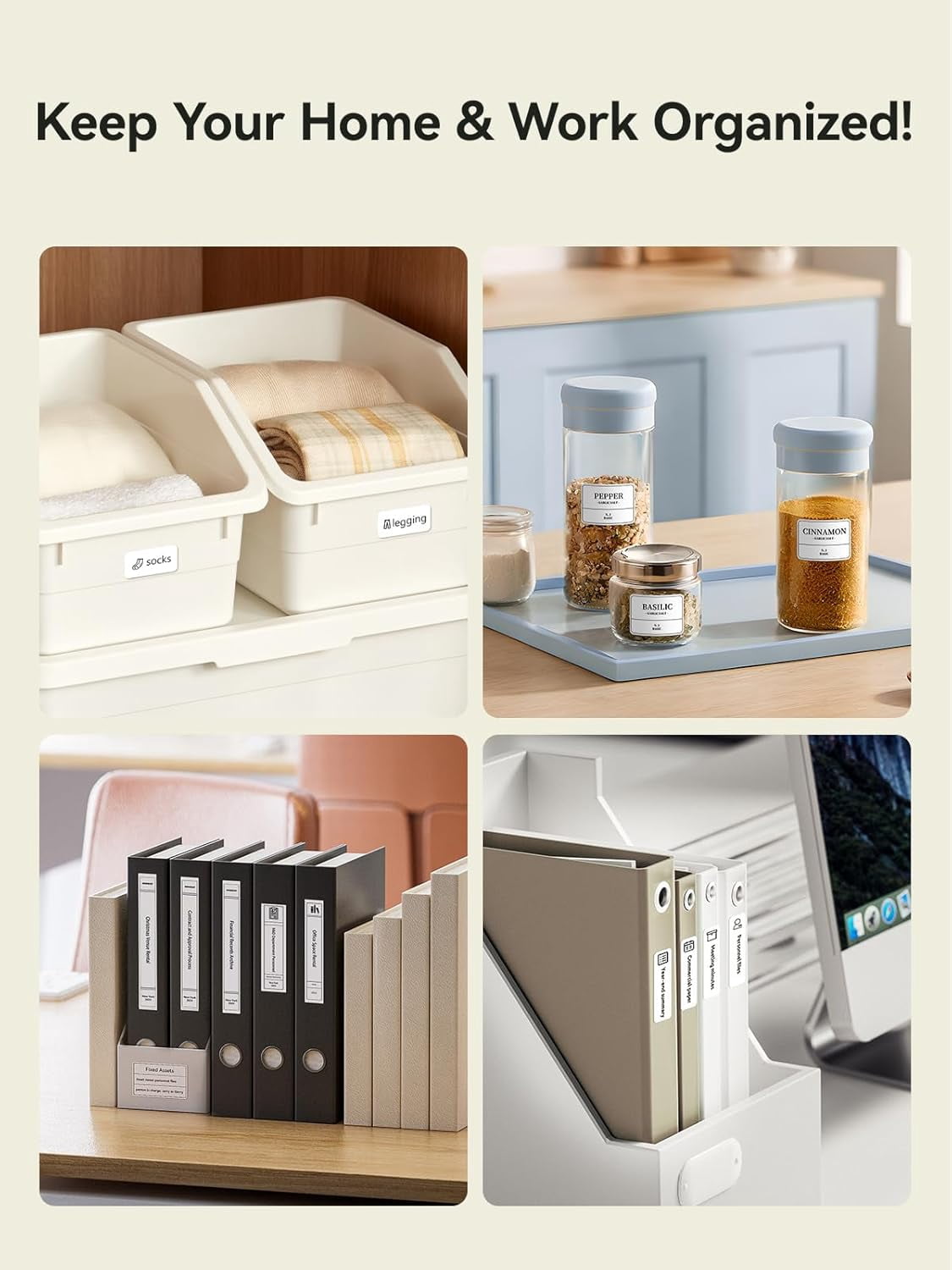 B21 Label Maker, Thermal Label Printer, Portable Inkless Label Makers for Home/Office/Business, with 1 Pack 50x30mm White Label, Compatible with iOS & Android, (White)