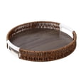 thumbnail image 2 of Round Woven Style Storage Tray Decorative Serving Basket Imitation Rattan Organizer for Coffee Table Fruit Home, 2 of 5