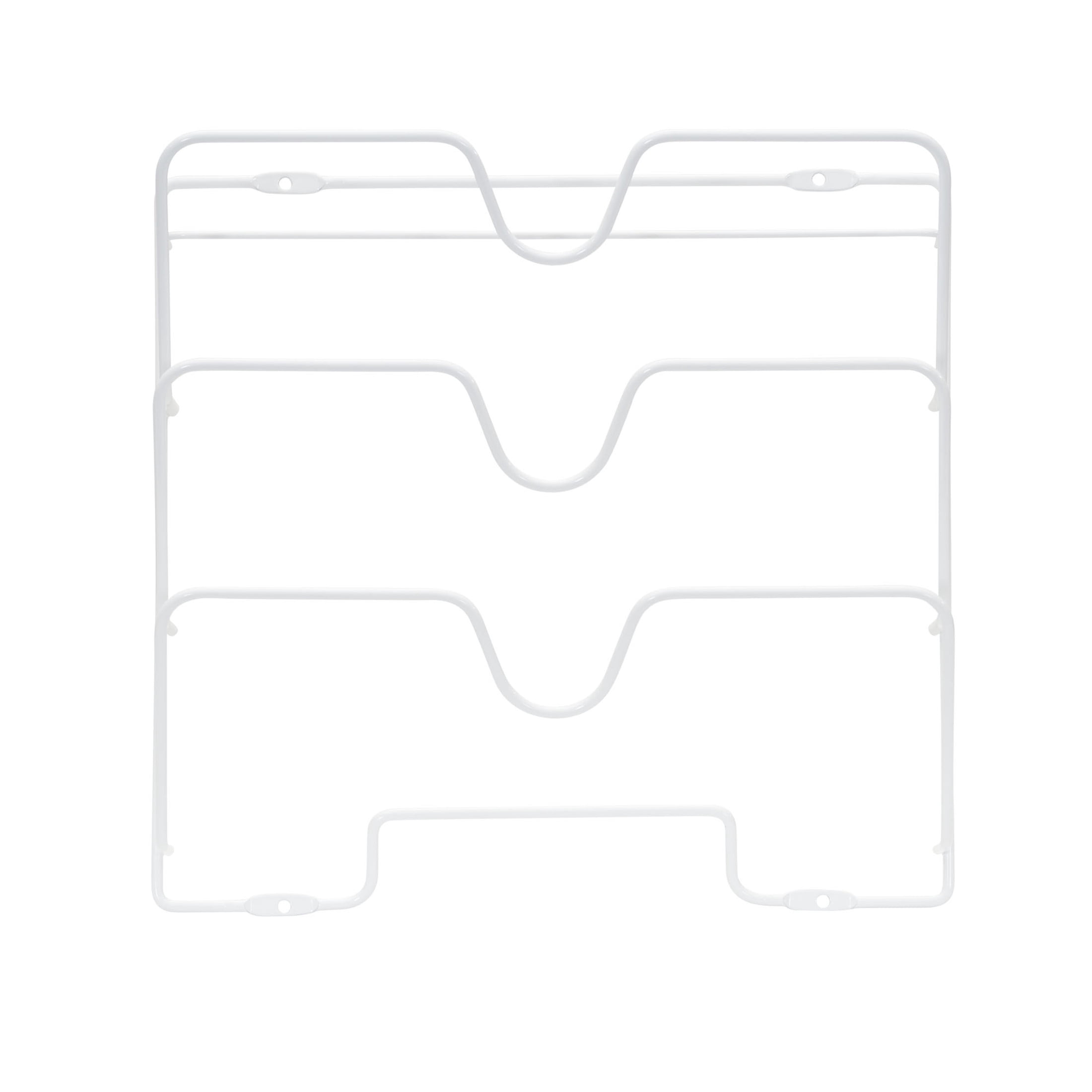 Household Essentials Oversized Cabinet Door Lid Holder, 3 Slots, Steel Wire Frame, White Powder Coating, Easy Installation, Hardware Included, Great for Larger Skillet Lids or Paper Bags