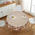 thumbnail image 4 of Lfeey Round Vintage Christmas Snowman and Reindeer Tablecloth, Perfect for Indoor Outdoor Holiday Decor, 70" Round, 4 of 6