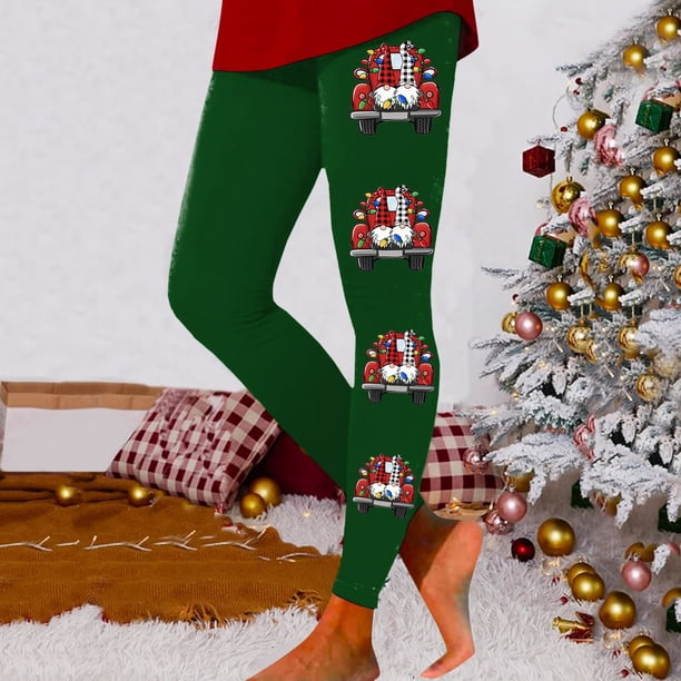 WILLBEST Leggings de Entrenamiento de Cintura Alta Para Mujer, Pantalones de Yoga Suaves y Elásticos Con Estampado Navideño, Diseño de Bloques de Color Para Fitness y Running. Extra Grande