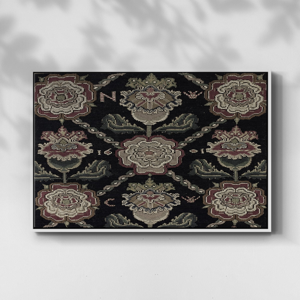 Vintage Abstract Print-XXXI Framed in White Wood Gallery Wrapped Canvas 27 in. x 41 in.
