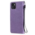 thumbnail image 2 of SaniMore for iPhone 14 6.1" 2022 Case, PU Leather Skin with Embossed Cat Flip Magnetic Cover Card Slots Kickstand Detachable Lanyard Full Around Wallet Case For iPhone 14 6.1", Purple, 2 of 12