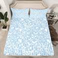 thumbnail image 4 of jejeloiu Plant Leaves Twin Sheet Sets,Nature Theme Twin Fitted Sheet,Blue White Flat Sheet For Girls,Luxury Bedroom Decor,3-Piece, 4 of 7