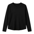 thumbnail image 4 of Women's V Neck Long Sleeve Shirts V Neck Casual Solid Fall and Winter Pullover Tops Sport Sweatshirt, 4 of 5