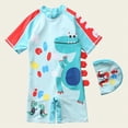 thumbnail image 2 of TOWED22 Newborn Infant Baby Boy Girls Shark One Piece Swimsuit Short Sleeve Zip Up Rash Guard Swimwear Sun Protection Bathing Suits Mint Green,1-2 Y, 2 of 5