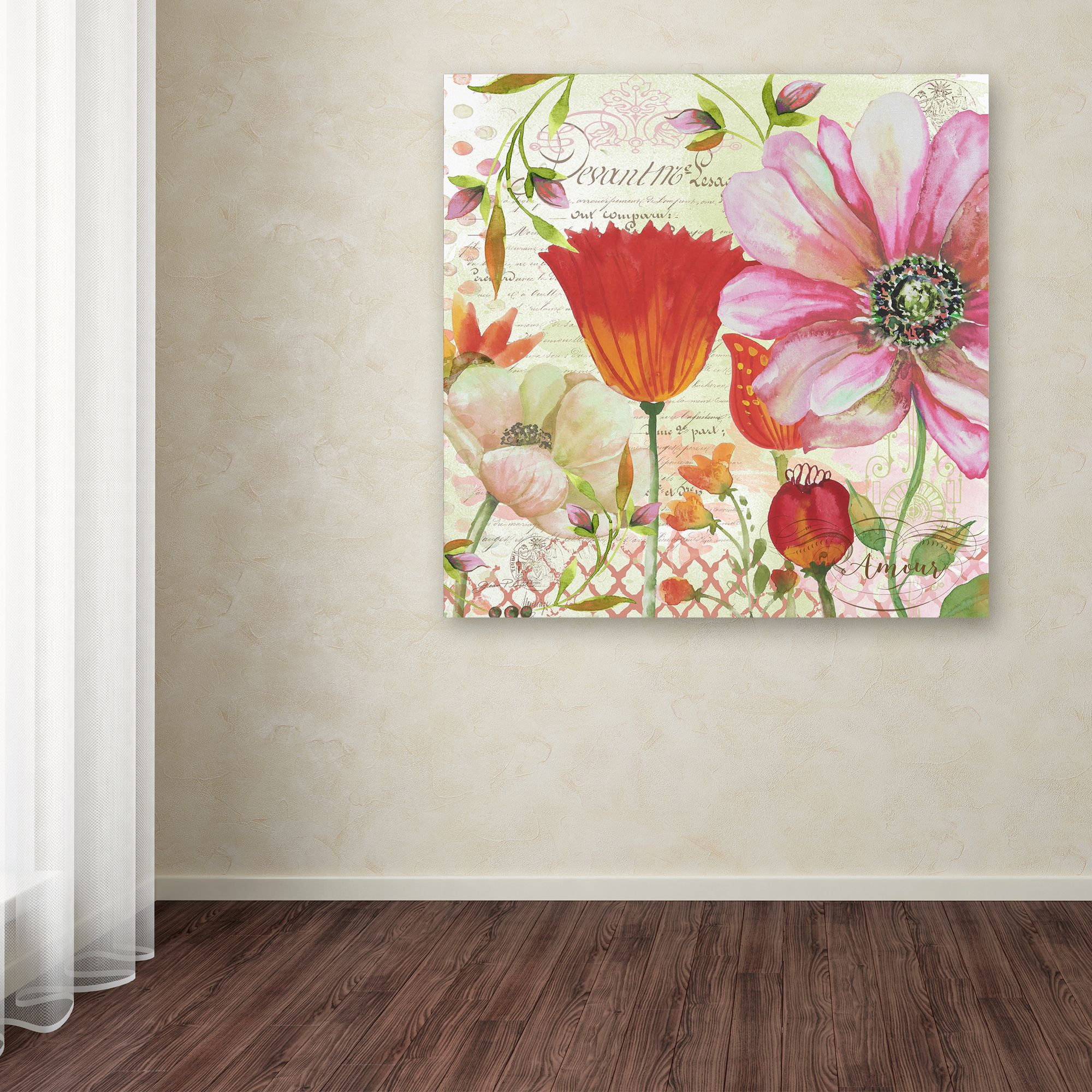 Trademark Fine Art 'Floral Love Song 2' Canvas Art by Jean Plout