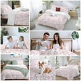 thumbnail image 5 of Light Pink Floral Paisley Bedding Duvet Cover Set Queen Size 4 Pieces Boho Leaf Vintage Farmhouse Linen Bedding Set with Zipper Closure, 1 Comforter Cover 90x92 Inches 1 Flat Sheet & 2 Pillow Cases, 5 of 7