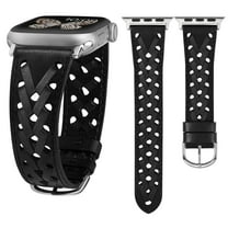 Wearlizer Leather Band Compatible with Apple Watch Band 38mm 40mm 41mm 42mm 44mm 45mm 49mm Ultra Women Men Dressy Breathable Hollow-out Braided Leather Strap for iWatch Bands SE Series 8 7 6 5 4 3 2 1