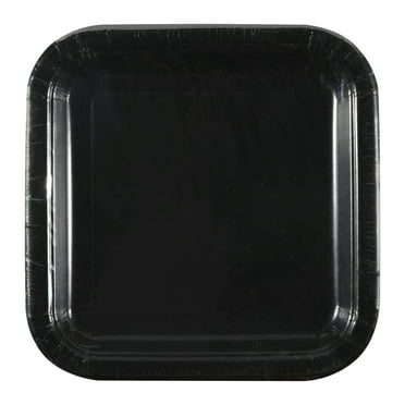Square Paper Plates, 7 in, Black, 16ct