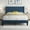 Navy Blue, variant on Yaheetech Queen Bed Frame Upholstered Platform Bed with Fabric Headboard, Wing Edge Design/Non-Slip and Noise-Free/Wooden Slats Support/No Box Spring Needed/Easy Assembly, Pink Queen Bed