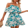 thumbnail image 3 of AMERTEER Femmes Bretelles Floral Robe Sans Manches V Cou A-Doublé Été Décontracté Rue Midi Plage Robe Robe Sundress, 3 of 6