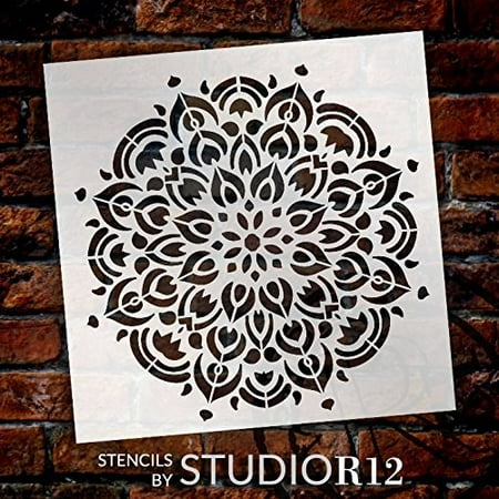 Mandala - Peacock - Complete Stencil by StudioR12 | Reusable Mylar Template | Use to Paint Wood Signs - Pallets - Pillows - Wall Art - Floor Tile - Select Size (9