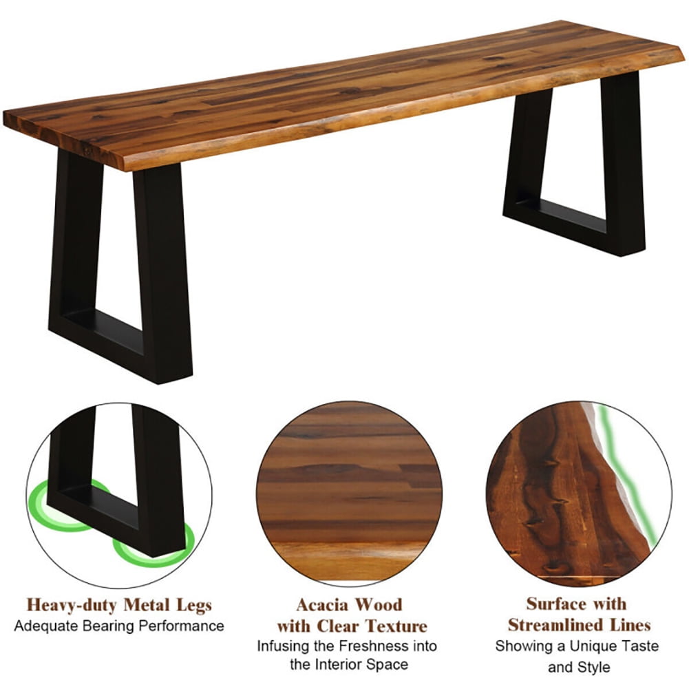 Aimee Lii Solid Acacia Wood Patio Bench Dining Bench Seating Chair, Outdoor Patio Furniture Aimee Lii Solid Acacia Wood Patio Bench Dining Bench Seating Chair, Outdoor Patio Furniture