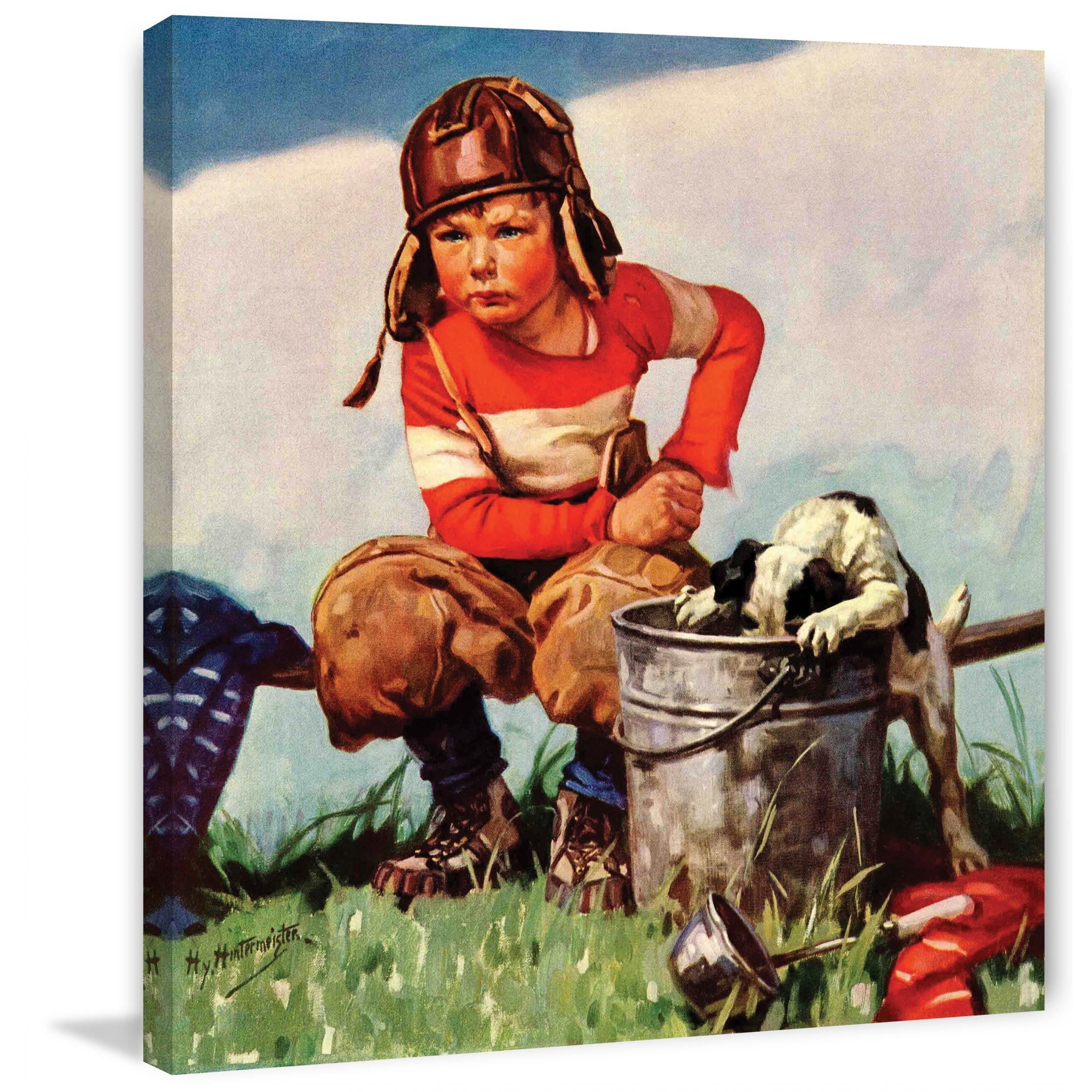 Marmont Hill Water Boy and Dog by Henry Hintermeister Painting Print on Canvas