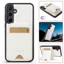 For Samsung Galaxy S25 Plus Case with 2 in 1 Detachable Magnetic Wallet RFlD Blocking Card Slots Pocket, Compatible MagSafe, Back Flip Kickstand Premium PU Leather Wireless Charging Phone Case,White