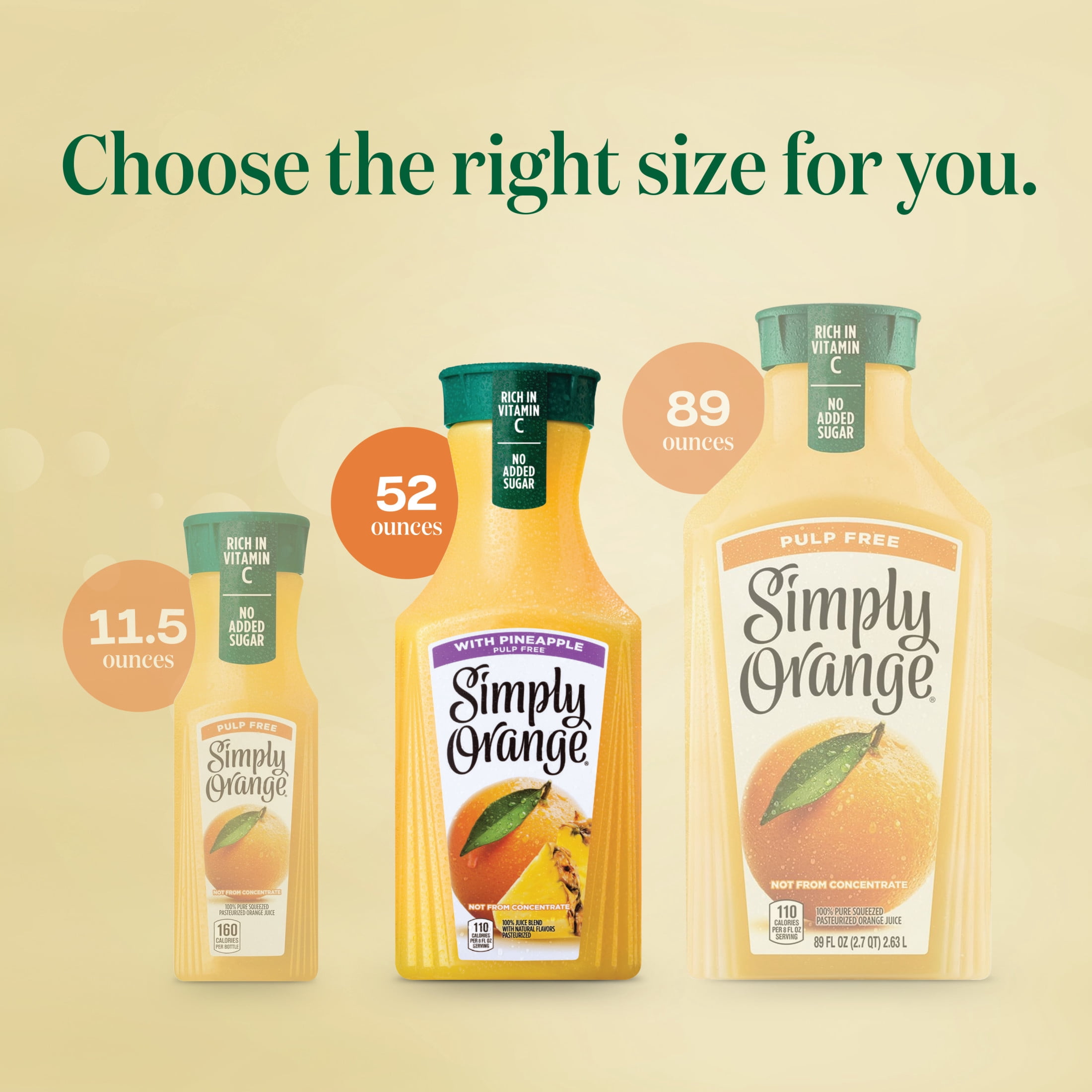 Simply Orange with Pineapple Juice Drink Bottle, 52 fl oz