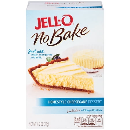 Jell-O No Bake Homestyle Cheesecake Dessert Kit with Filling Mix & Crust Mix, 11.2 oz Box
