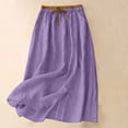 thumbnail image 2 of Jerdar Women's Cotton Linen Summer Skirt Colorblock Elastic Waist Flowy Midi Skirt with Drawstring Pockets for Daily Wear L, 2 of 8