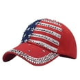 thumbnail image 2 of Uaswgudfs ​Studded US Flag Stripes Baseball Cap - Patriotic Independence Day & 4th of July Celebration Hats Wine, 2 of 3