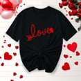 thumbnail image 1 of TIMIFIS T-Shirts pour Femmes de la Saint-Valentin Été Décontracté Manches Courtes Col Rond T-Shirts Mode T-Shirt Imprimé Cœur d'Amour, 1 of 4