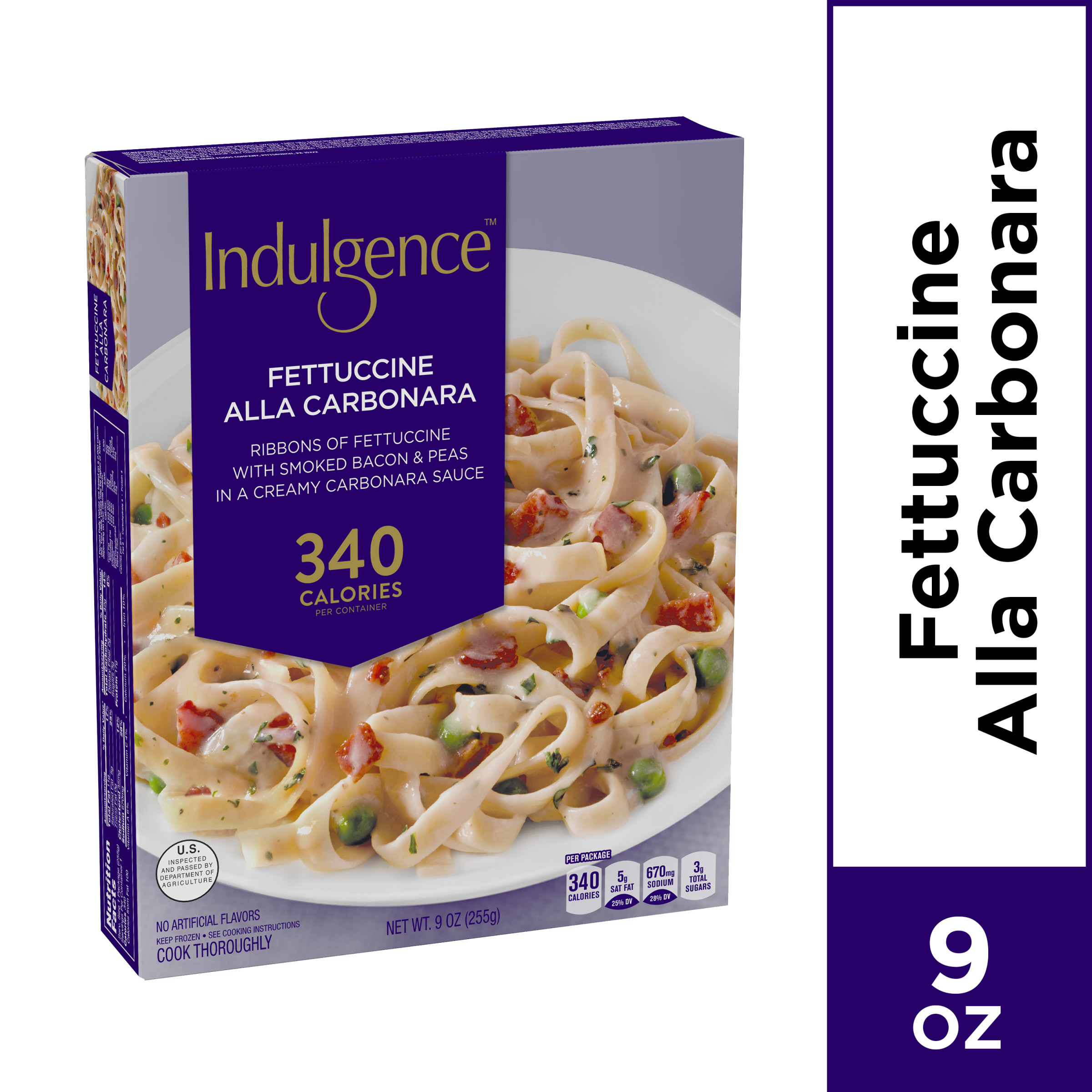 Indulgence Fettuccine Alla Carbonara, Frozen Dinner, 9 oz Box Walmart