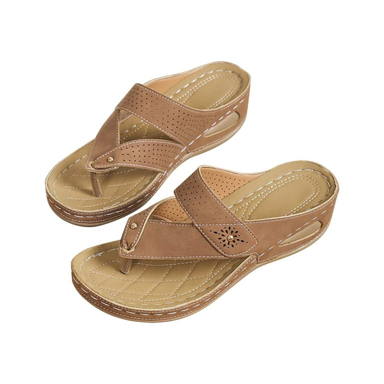 Summer Savings! Zpanxa Slippers for Women Summer Casual Comfortable  Slippers Platform Flip Flops Slippers Flip Flops for Women Brown 40