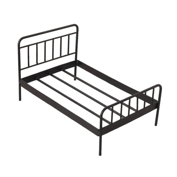 Cama Miniatura para Casa de Muñecas Fabricada en Hierro Agrega Elegancia a Muebles de Dormitorio Accesorios Decorativos y Utilizable Como Accesorios