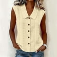 thumbnail image 5 of cocolona Summer Tank Tops for Women Lapel Sleeveless Hollow Out Button Shirts Trendy Casual Solid Color Blouses, 5 of 5