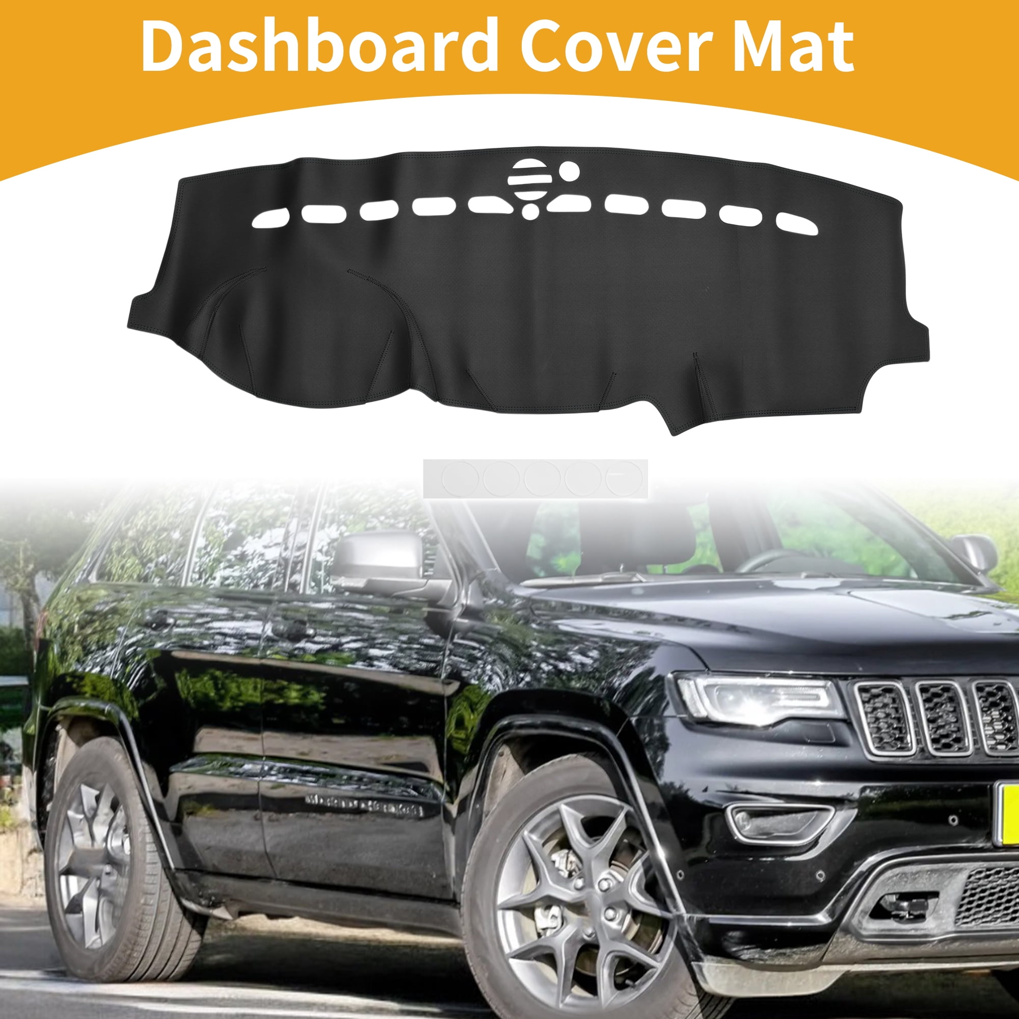 Dashboard Cover Dash Cover Mat Carpet for Jeep Grand Cherokee 2011-2021 Black Faux Leather 1 Pc Anti-Slip Car Interior