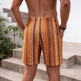 thumbnail image 5 of Men's Drawstring Waist Knited Jacquard Striped Shorts 7 Inch Boho Summer Beach Shorts with Pockets Size S-2XL Orange, 5 of 7